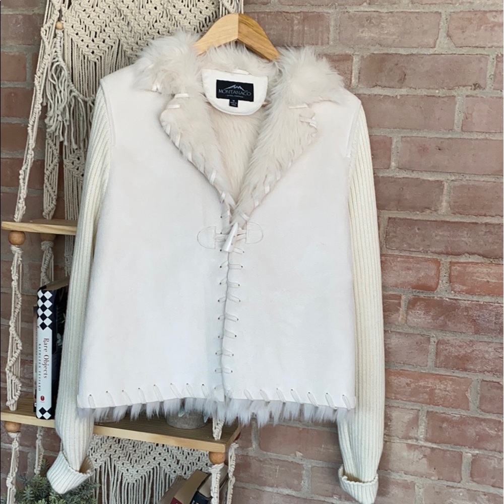 MontanaCo White Faux Fur Jacket